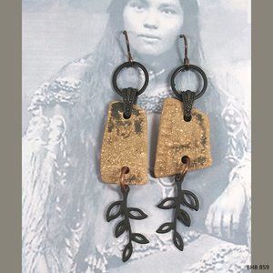 Black Leaf Branch Earrings